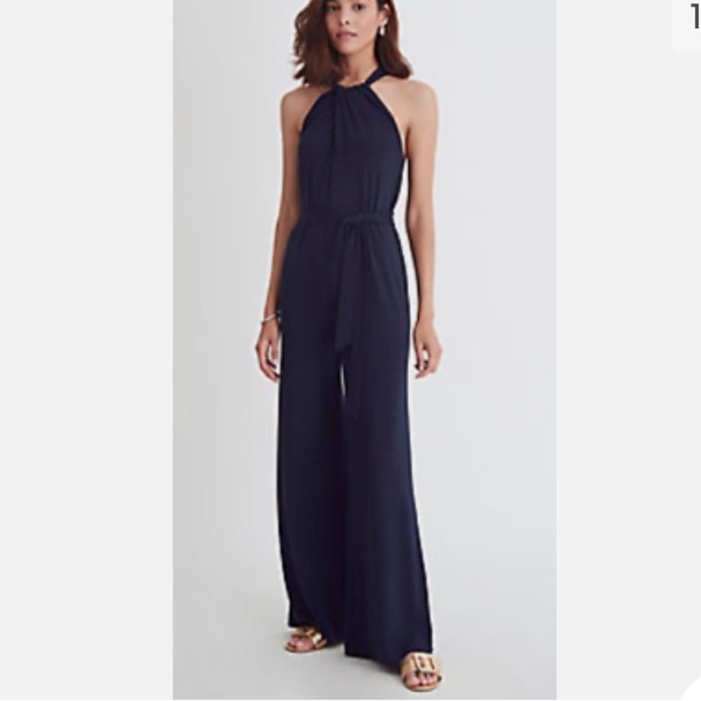 Ann Taylor Navy Halter Jumpsuit